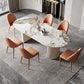 Glam Oval Dining Table Sintered Stone Table with Metal Legs for Home Pandora Gold 70.9"L x 35.4"W x 29.5"H Without Chairs Clearhalo 'Dining Tables & Seating' 'Dining Tables' 'dining_table' 'furn' 'furn_dining_table' 'Furniture' 'Kitchen & Dining Furniture' 6513141