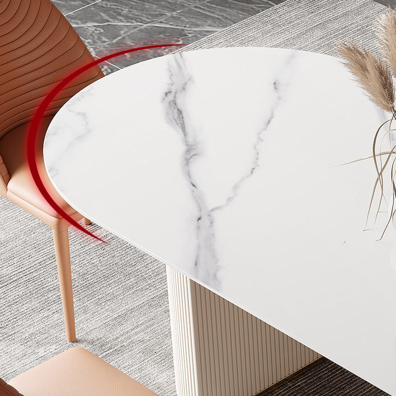 Glam Oval Dining Table Sintered Stone Table with Metal Legs for Home Clearhalo 'Dining Tables & Seating' 'Dining Tables' 'dining_table' 'furn' 'furn_dining_table' 'Furniture' 'Kitchen & Dining Furniture' 6513147