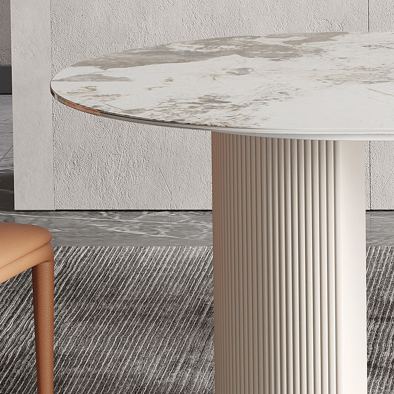 Glam Oval Dining Table Sintered Stone Table with Metal Legs for Home Clearhalo 'Dining Tables & Seating' 'Dining Tables' 'dining_table' 'furn' 'furn_dining_table' 'Furniture' 'Kitchen & Dining Furniture' 6513148