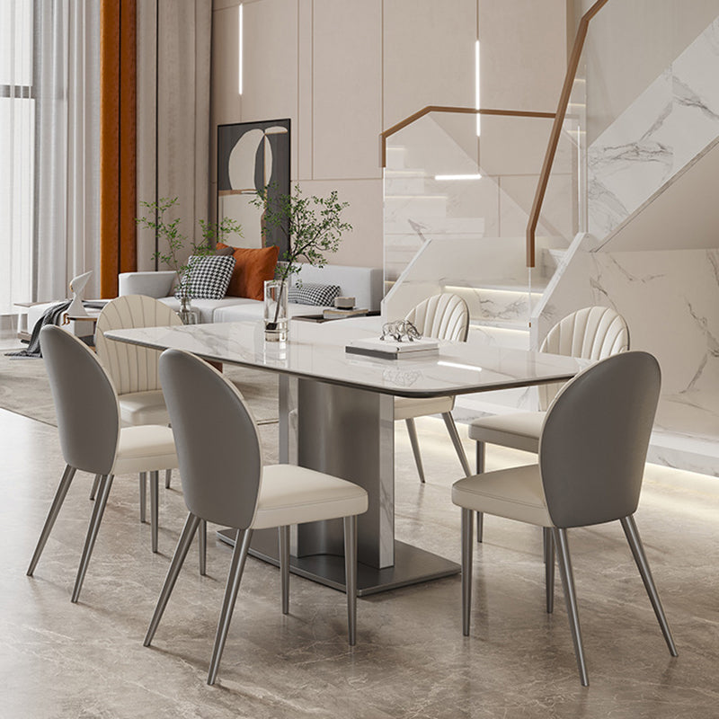 Modern Rectangle Dining Table Sintered Stone Table with Metal Legs for Home 70.9"L x 35.4"W x 29.5"H Without Chairs Clearhalo 'Dining Tables & Seating' 'Dining Tables' 'dining_table' 'furn' 'furn_dining_table' 'Furniture' 'Kitchen & Dining Furniture' 6513156
