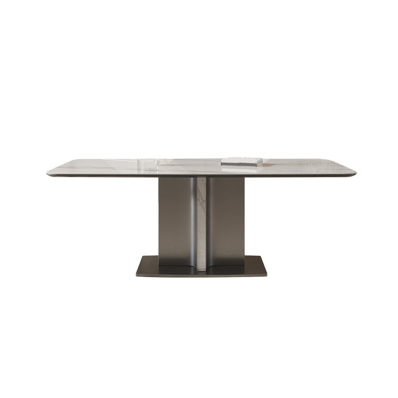 Modern Rectangle Dining Table Sintered Stone Table with Metal Legs for Home Clearhalo 'Dining Tables & Seating' 'Dining Tables' 'dining_table' 'furn' 'furn_dining_table' 'Furniture' 'Kitchen & Dining Furniture' 6513158