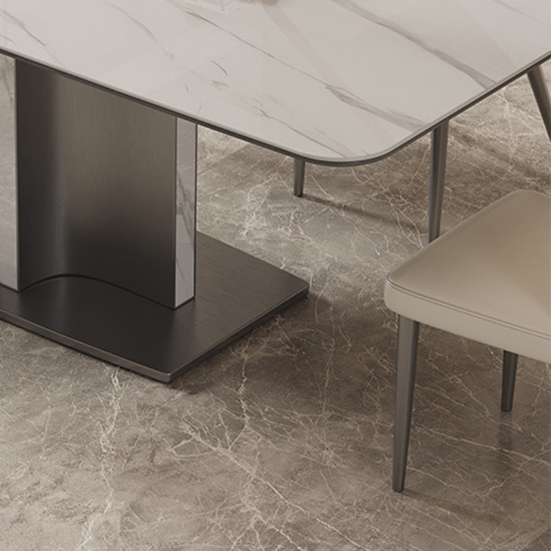 Modern Rectangle Dining Table Sintered Stone Table with Metal Legs for Home Clearhalo 'Dining Tables & Seating' 'Dining Tables' 'dining_table' 'furn' 'furn_dining_table' 'Furniture' 'Kitchen & Dining Furniture' 6513160