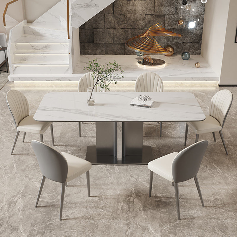 Modern Rectangle Dining Table Sintered Stone Table with Metal Legs for Home Clearhalo 'Dining Tables & Seating' 'Dining Tables' 'dining_table' 'furn' 'furn_dining_table' 'Furniture' 'Kitchen & Dining Furniture' 6513164