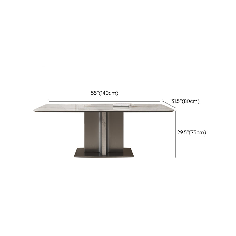 Modern Rectangle Dining Table Sintered Stone Table with Metal Legs for Home Clearhalo 'Dining Tables & Seating' 'Dining Tables' 'dining_table' 'furn' 'furn_dining_table' 'Furniture' 'Kitchen & Dining Furniture' 6513167