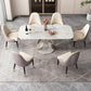 Modern Style Dining Rectangle Table Sintered Stone Table with Metal Legs for Home Gloss White 55.1"L x 31.5"W x 29.5"H Without Chairs Clearhalo 'Dining Tables & Seating' 'Dining Tables' 'dining_table' 'furn' 'furn_dining_table' 'Furniture' 'Kitchen & Dining Furniture' 6513171
