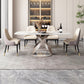 Modern Style Dining Rectangle Table Sintered Stone Table with Metal Legs for Home Gloss White 51.2"L x 27.6"W x 29.5"H Without Chairs Clearhalo 'Dining Tables & Seating' 'Dining Tables' 'dining_table' 'furn' 'furn_dining_table' 'Furniture' 'Kitchen & Dining Furniture' 6513172