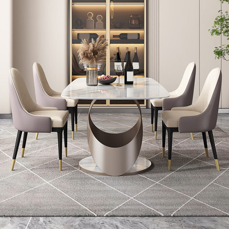 Modern Style Dining Rectangle Table Sintered Stone Table with Metal Legs for Home Clearhalo 'Dining Tables & Seating' 'Dining Tables' 'dining_table' 'furn' 'furn_dining_table' 'Furniture' 'Kitchen & Dining Furniture' 6513174