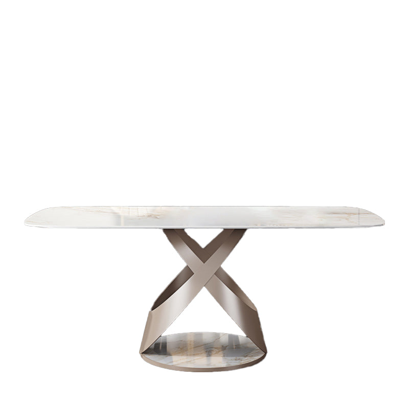 Modern Style Dining Rectangle Table Sintered Stone Table with Metal Legs for Home Clearhalo 'Dining Tables & Seating' 'Dining Tables' 'dining_table' 'furn' 'furn_dining_table' 'Furniture' 'Kitchen & Dining Furniture' 6513175