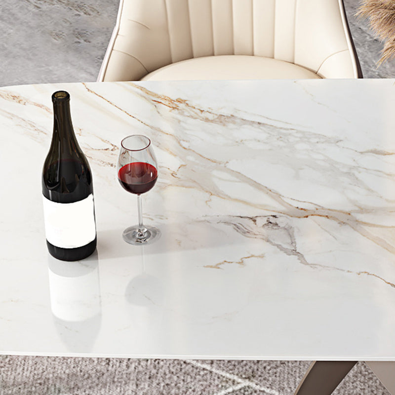 Modern Style Dining Rectangle Table Sintered Stone Table with Metal Legs for Home Clearhalo 'Dining Tables & Seating' 'Dining Tables' 'dining_table' 'furn' 'furn_dining_table' 'Furniture' 'Kitchen & Dining Furniture' 6513177