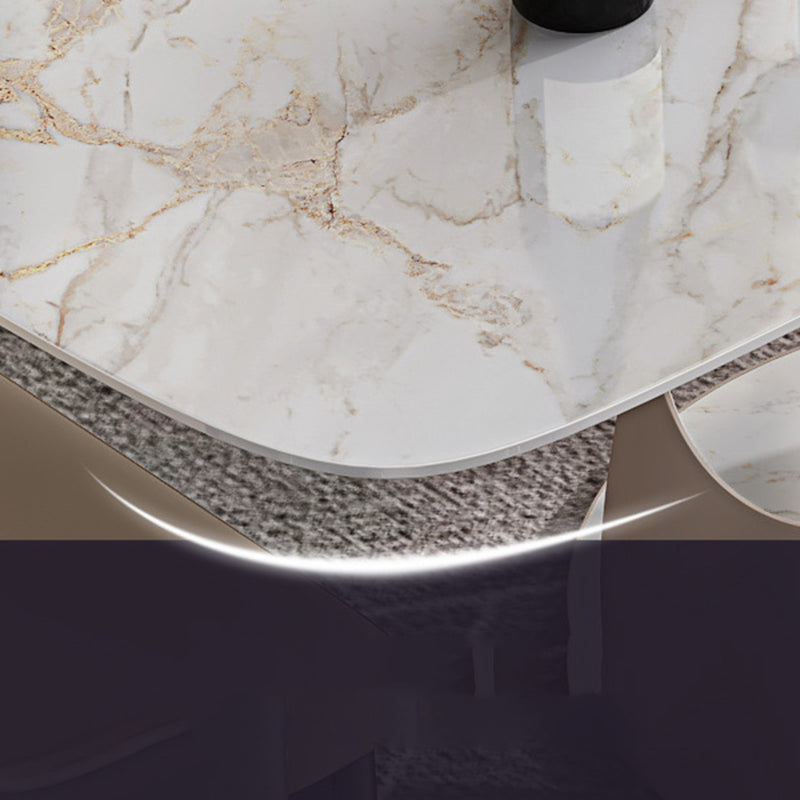 Modern Style Dining Rectangle Table Sintered Stone Table with Metal Legs for Home Clearhalo 'Dining Tables & Seating' 'Dining Tables' 'dining_table' 'furn' 'furn_dining_table' 'Furniture' 'Kitchen & Dining Furniture' 6513178