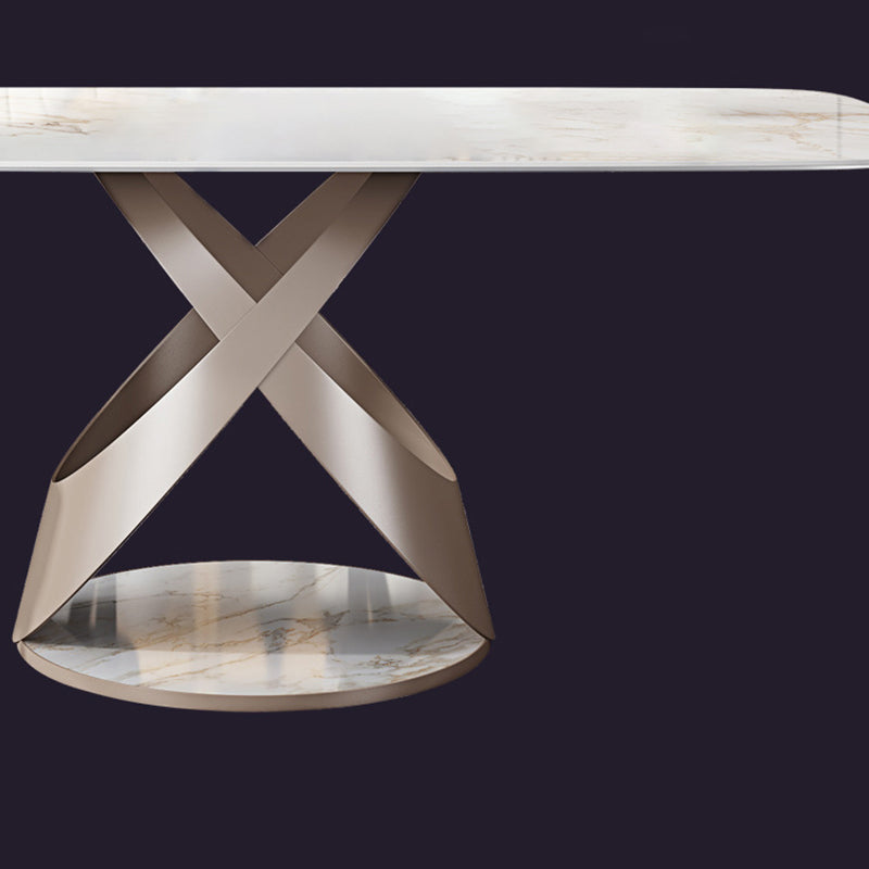 Modern Style Dining Rectangle Table Sintered Stone Table with Metal Legs for Home Clearhalo 'Dining Tables & Seating' 'Dining Tables' 'dining_table' 'furn' 'furn_dining_table' 'Furniture' 'Kitchen & Dining Furniture' 6513179