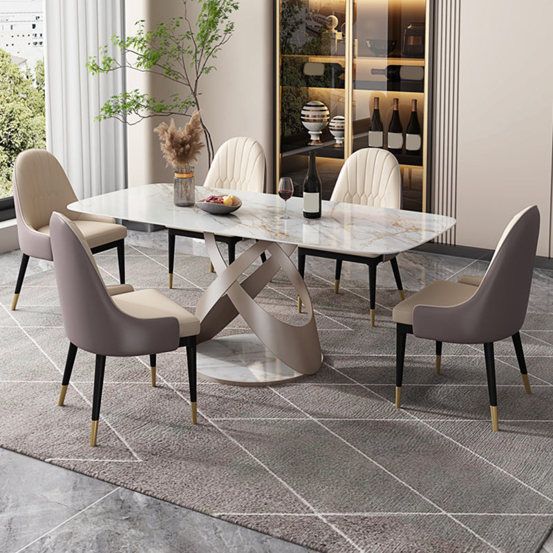Modern Style Dining Rectangle Table Sintered Stone Table with Metal Legs for Home Clearhalo 'Dining Tables & Seating' 'Dining Tables' 'dining_table' 'furn' 'furn_dining_table' 'Furniture' 'Kitchen & Dining Furniture' 6513180
