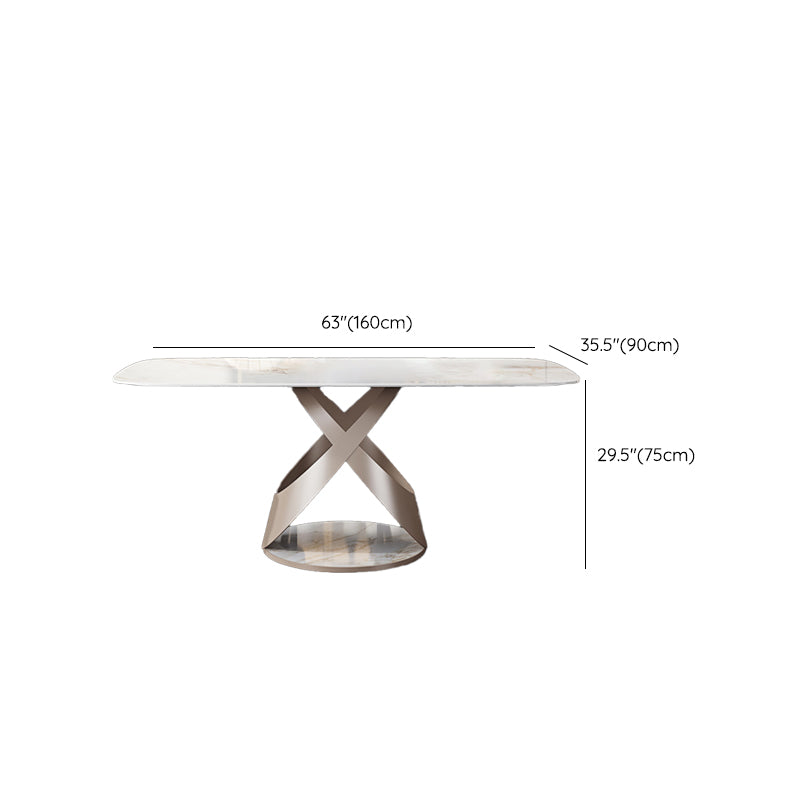 Modern Style Dining Rectangle Table Sintered Stone Table with Metal Legs for Home Clearhalo 'Dining Tables & Seating' 'Dining Tables' 'dining_table' 'furn' 'furn_dining_table' 'Furniture' 'Kitchen & Dining Furniture' 6513185