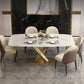 Mesa rectangular de comedor estilo Glam, mesa de piedra sinterizada con patas de metal para el hogar