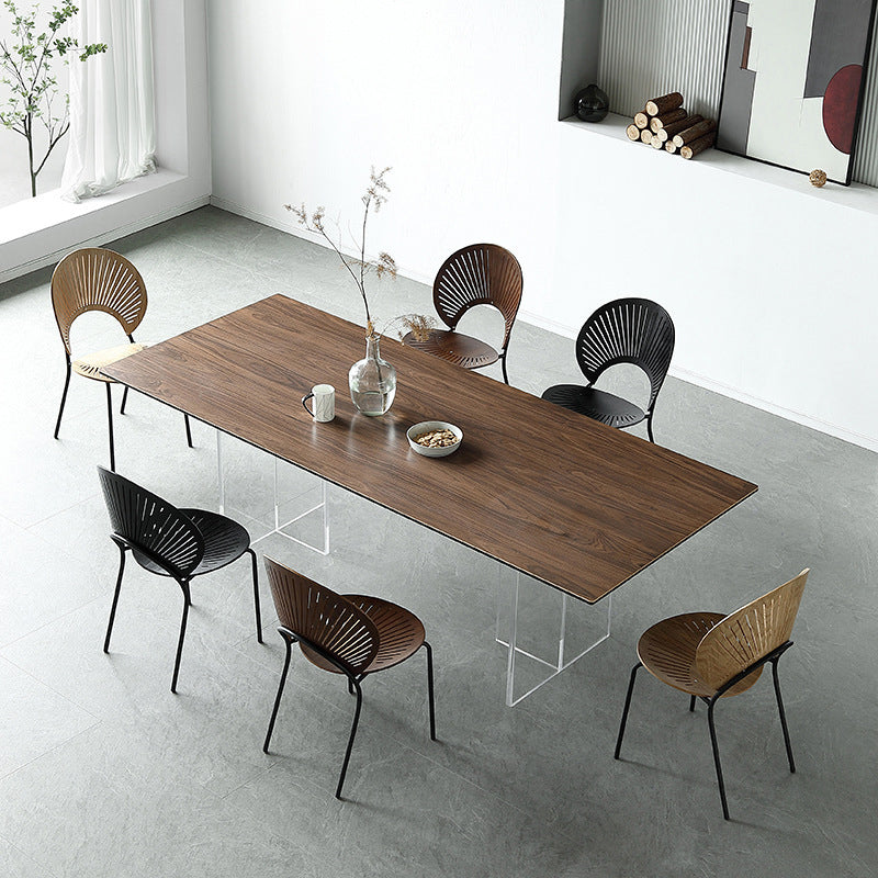 Table à manger rectangulaire moderne, Table en bois avec pieds en plastique pour la maison