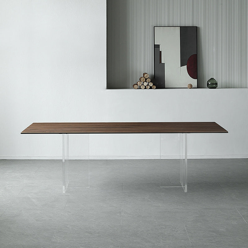 Table à manger rectangulaire moderne, Table en bois avec pieds en plastique pour la maison