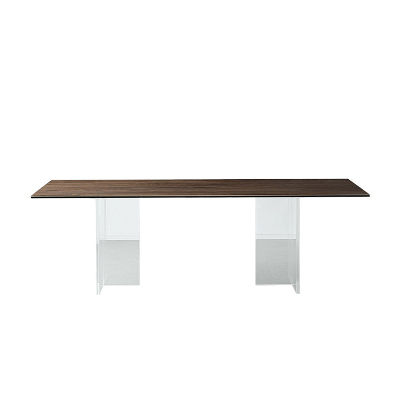 Table à manger rectangulaire moderne, Table en bois avec pieds en plastique pour la maison
