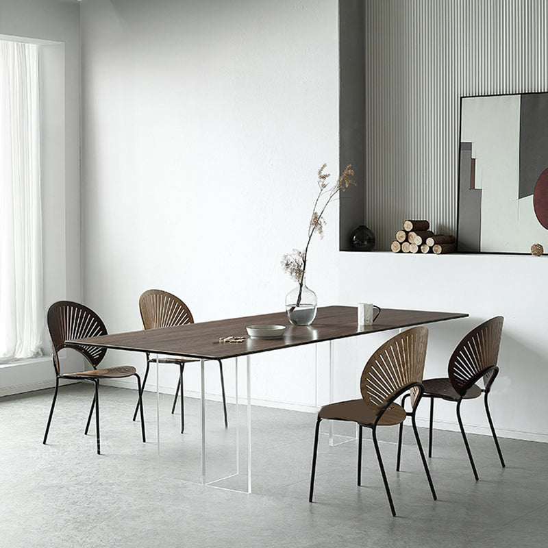 Table à manger rectangulaire moderne, Table en bois avec pieds en plastique pour la maison
