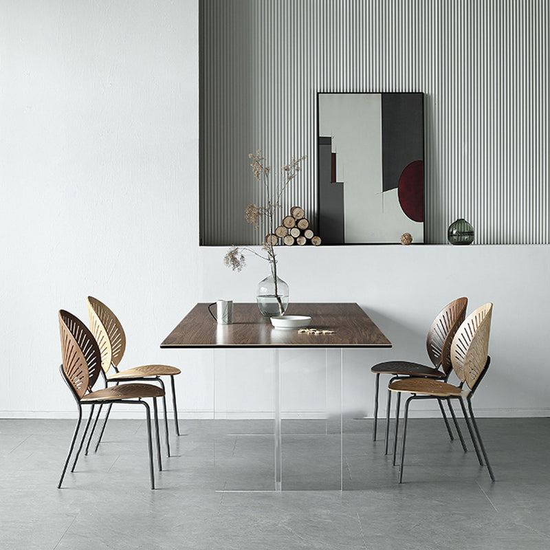 Table à manger rectangulaire moderne, Table en bois avec pieds en plastique pour la maison