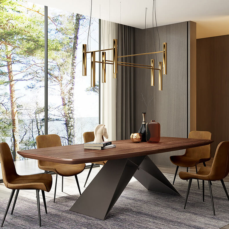 Industrial Rectangle Dining Table Wood Table with Metal Legs for Home 63"L x 35.4"W x 29.5"H Without Chairs Clearhalo 'Dining Tables & Seating' 'Dining Tables' 'dining_table' 'furn' 'furn_dining_table' 'Furniture' 'Kitchen & Dining Furniture' 6513242