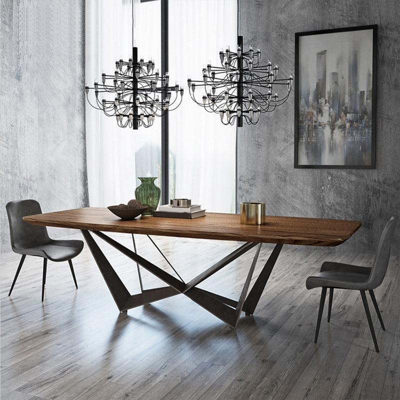Rechteckiger Esstisch im Industriestil, Holztisch mit Metallbeinen für Zuhause