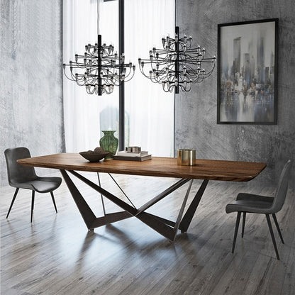 Rechteckiger Esstisch im Industriestil, Holztisch mit Metallbeinen für Zuhause