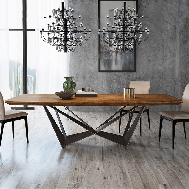 Rechteckiger Esstisch im Industriestil, Holztisch mit Metallbeinen für Zuhause