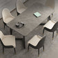 Modern Matte Finish Dining Table for Home Stone Top Dinette Table with Metal Sled Gray 55.1"L x 31.5"W x 29.5"H Without Chairs Clearhalo 'Dining Tables & Seating' 'Dining Tables' 'dining_table' 'furn' 'furn_dining_table' 'Furniture' 'Kitchen & Dining Furniture' 6513268