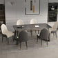 Modern Matte Finish Dining Table for Home Stone Top Dinette Table with Metal Sled Black 63"L x 31.5"W x 29.5"H Without Chairs Clearhalo 'Dining Tables & Seating' 'Dining Tables' 'dining_table' 'furn' 'furn_dining_table' 'Furniture' 'Kitchen & Dining Furniture' 6513269