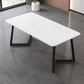 Modern Matte Finish Dining Table for Home Stone Top Dinette Table with Metal Sled White Without Chairs Clearhalo 'Dining Tables & Seating' 'Dining Tables' 'dining_table' 'furn' 'furn_dining_table' 'Furniture' 'Kitchen & Dining Furniture' 6513275