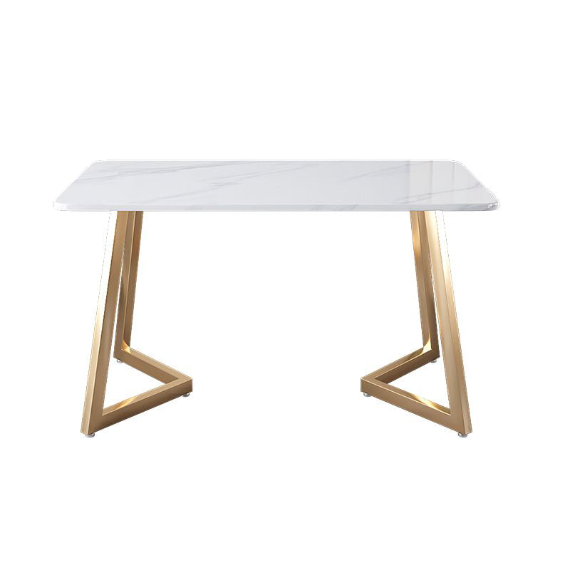 Ijzeren dubbele voetstuktafel Moderne rechthoekige stenen eettafel