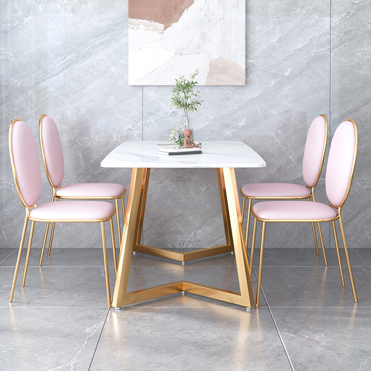 Ijzeren dubbele voetstuktafel Moderne rechthoekige stenen eettafel