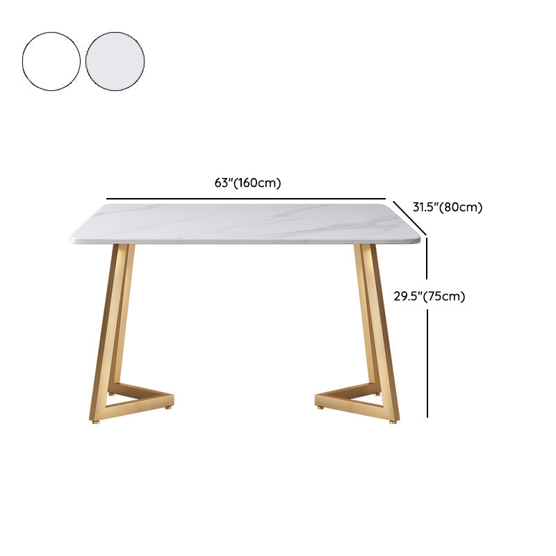 Ijzeren dubbele voetstuktafel Moderne rechthoekige stenen eettafel