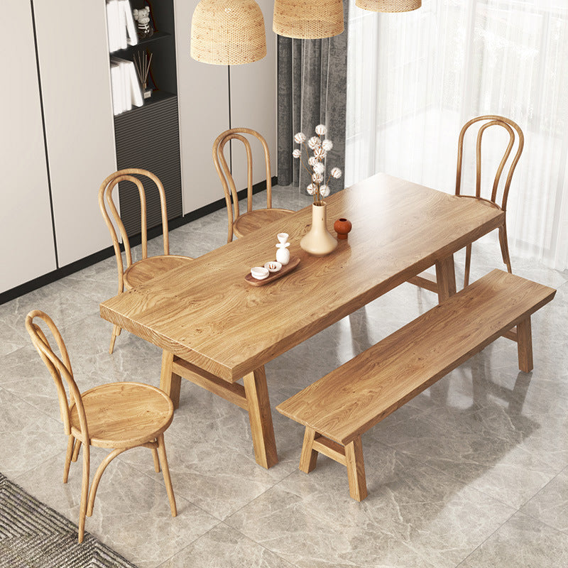Modern Natural Finish Dinette Table Solid Wood Top Dining Table 63"L x 27.6"W x 29.5"H Without Chairs Clearhalo 'Dining Tables & Seating' 'Dining Tables' 'dining_table' 'furn' 'furn_dining_table' 'Furniture' 'Kitchen & Dining Furniture' 6513309