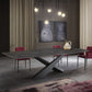 Contemporary Style Rectangle Dining Table Sintered Stone Table with Metal Legs for Kitchen