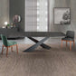 Contemporary Style Rectangle Dining Table Sintered Stone Table with Metal Legs for Kitchen