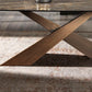 Contemporary Style Rectangle Dining Table Sintered Stone Table with Metal Legs for Kitchen