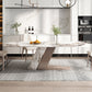 White Stone Top Table for Dining Room Traditional Luxury Rectangle Dining Table