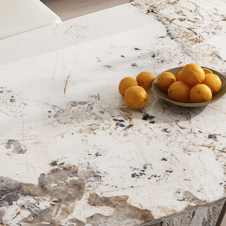 White Stone Top Table for Dining Room Traditional Luxury Rectangle Dining Table