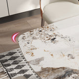 White Stone Top Table for Dining Room Traditional Luxury Rectangle Dining Table