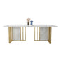 Glam Rectangle Dining Table Sintered Stone Table with Metal Legs for Home Use Clearhalo 'Dining Tables & Seating' 'Dining Tables' 'dining_table' 'furn' 'furn_dining_table' 'Furniture' 'Kitchen & Dining Furniture' 6513367