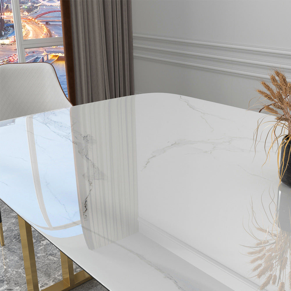 Glam Rectangle Dining Table Sintered Stone Table with Metal Legs for Home Use Clearhalo 'Dining Tables & Seating' 'Dining Tables' 'dining_table' 'furn' 'furn_dining_table' 'Furniture' 'Kitchen & Dining Furniture' 6513368