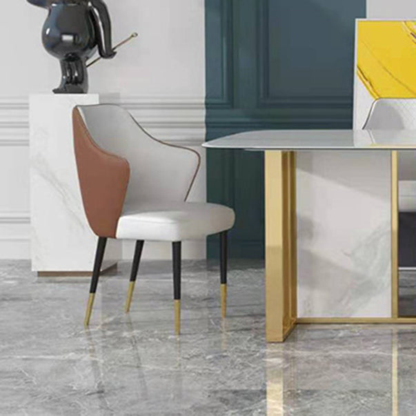 Glam Rectangle Dining Table Sintered Stone Table with Metal Legs for Home Use Clearhalo 'Dining Tables & Seating' 'Dining Tables' 'dining_table' 'furn' 'furn_dining_table' 'Furniture' 'Kitchen & Dining Furniture' 6513369