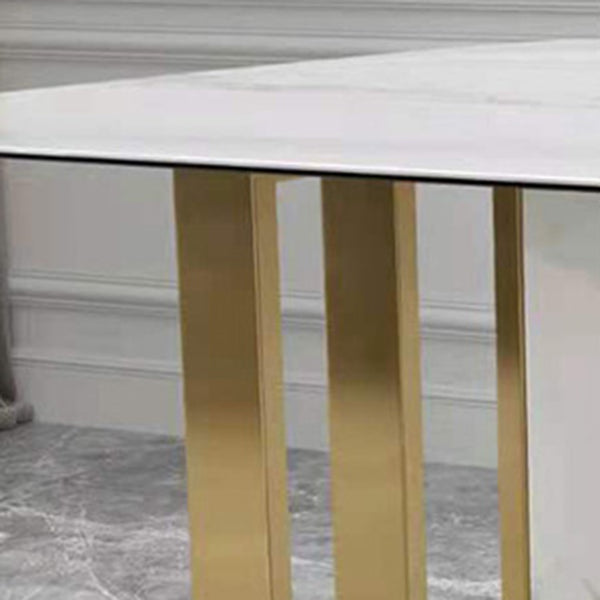 Glam Rectangle Dining Table Sintered Stone Table with Metal Legs for Home Use Clearhalo 'Dining Tables & Seating' 'Dining Tables' 'dining_table' 'furn' 'furn_dining_table' 'Furniture' 'Kitchen & Dining Furniture' 6513370