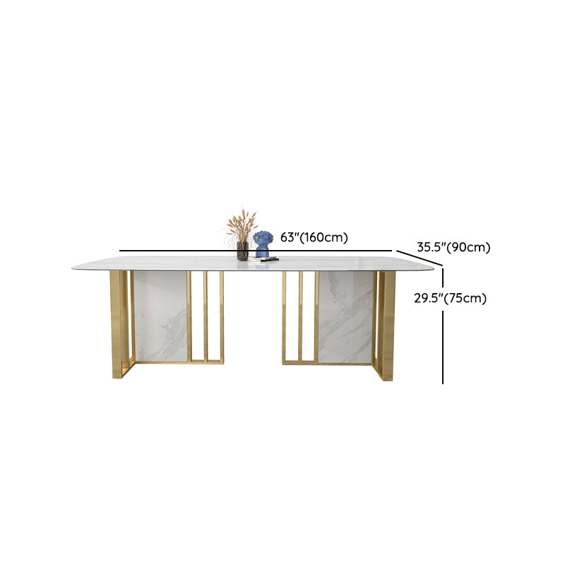 Glam Rectangle Dining Table Sintered Stone Table with Metal Legs for Home Use Clearhalo 'Dining Tables & Seating' 'Dining Tables' 'dining_table' 'furn' 'furn_dining_table' 'Furniture' 'Kitchen & Dining Furniture' 6513373