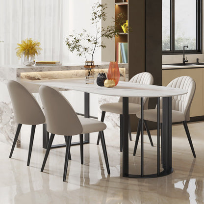 Metal Double Pedestal Dining Table Free Form Modern Dining Table