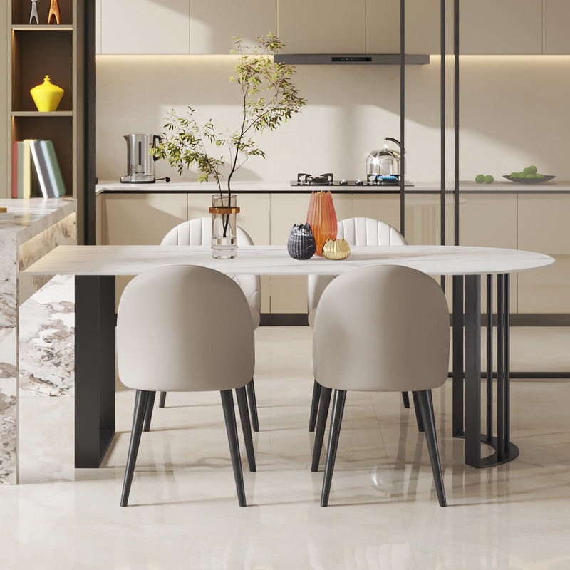 Metal Double Pedestal Dining Table Free Form Modern Dining Table