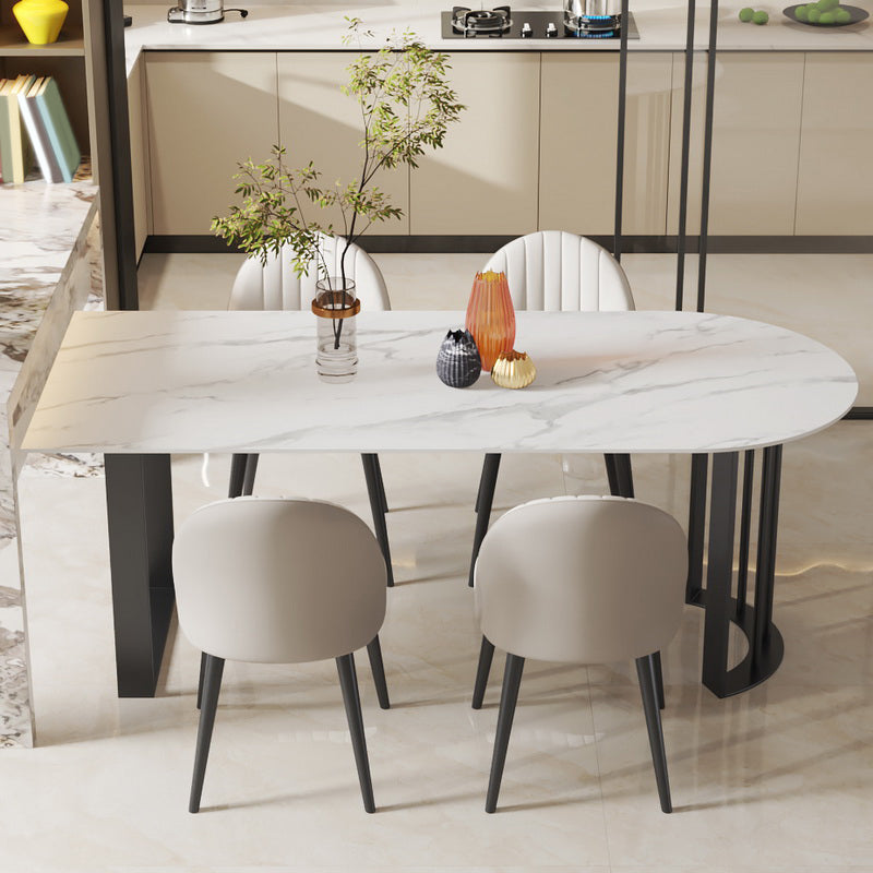 Metal Double Pedestal Dining Table Free Form Modern Dining Table