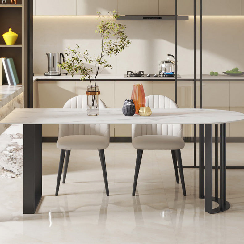 Metal Double Pedestal Dining Table Free Form Modern Dining Table