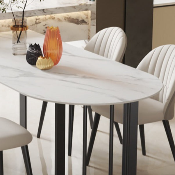 Metal Double Pedestal Dining Table Free Form Modern Dining Table